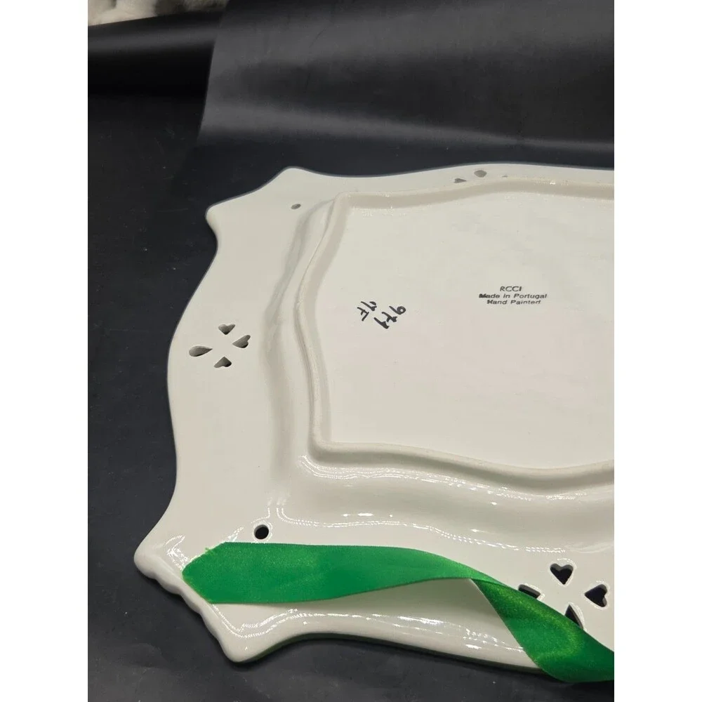 Vintage Hand Painted Ceramic Ceramic Christmas Candle Tray Wall Hanging 12 x 12